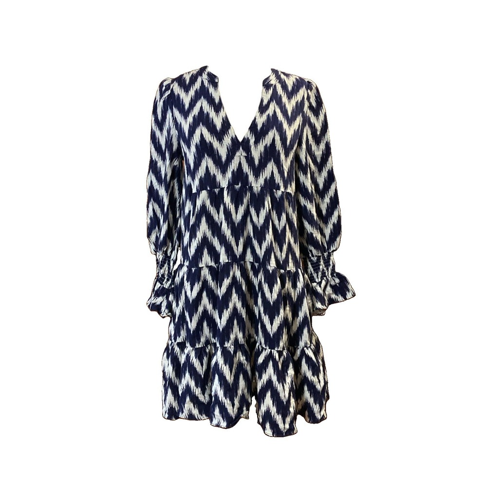 Pomander Place Navy Ikat Kenzo Dress Sz S Tuckernuck Mini Tiered Cottagecore